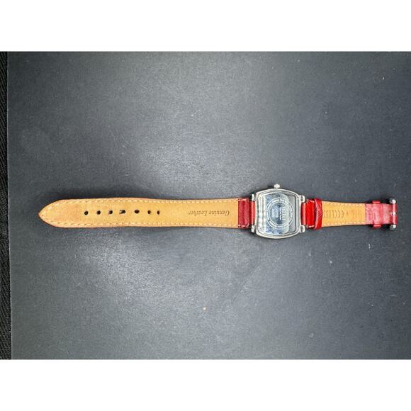 Vintage ECCLISSI Sterling Silver Watch MOP Dial with Maroon Leather Strap 22590